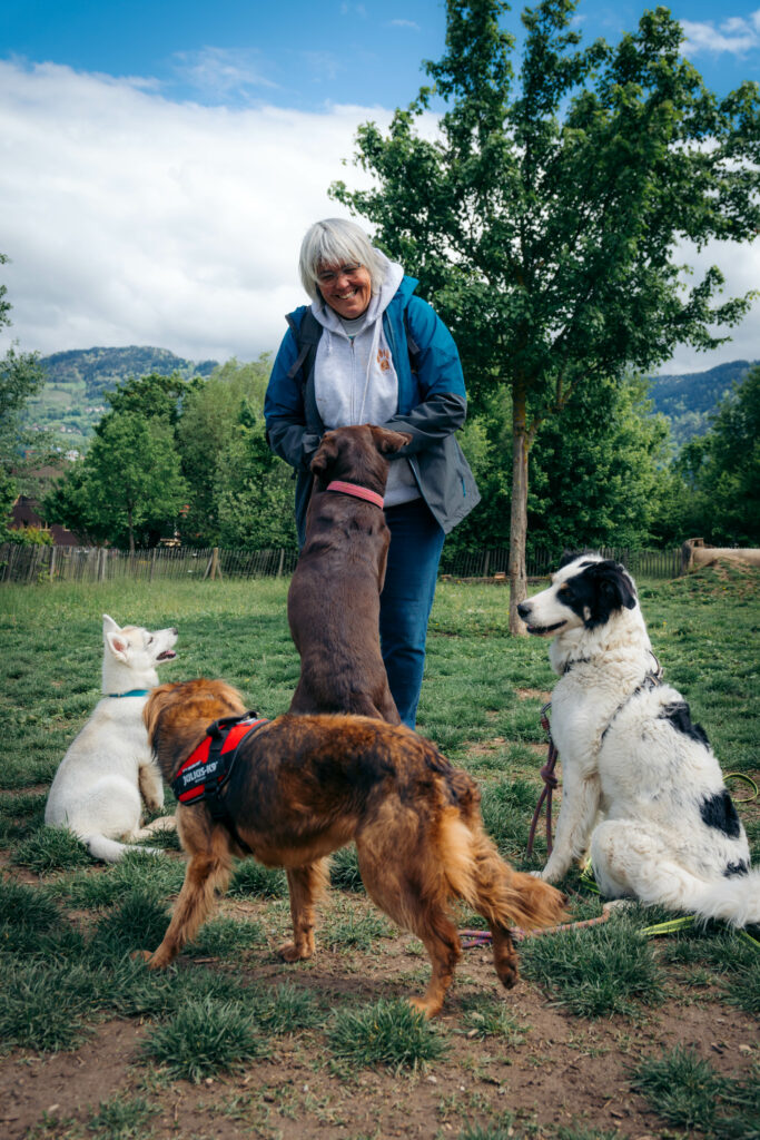 Anne Blauwart - Éducatrice canin au travail avec 4 chiens